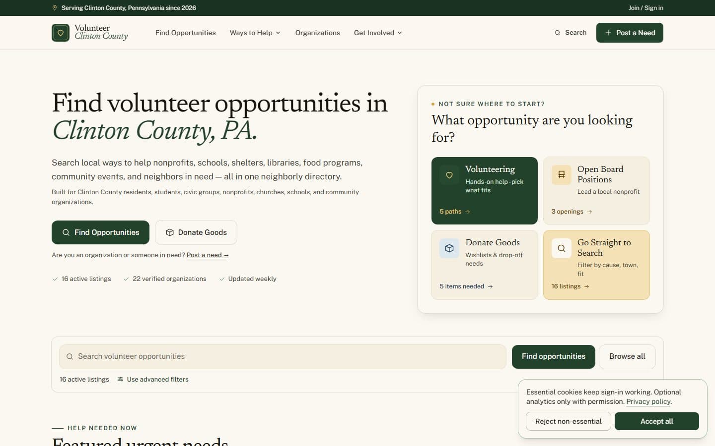 Volunteer Clinton County screenshot