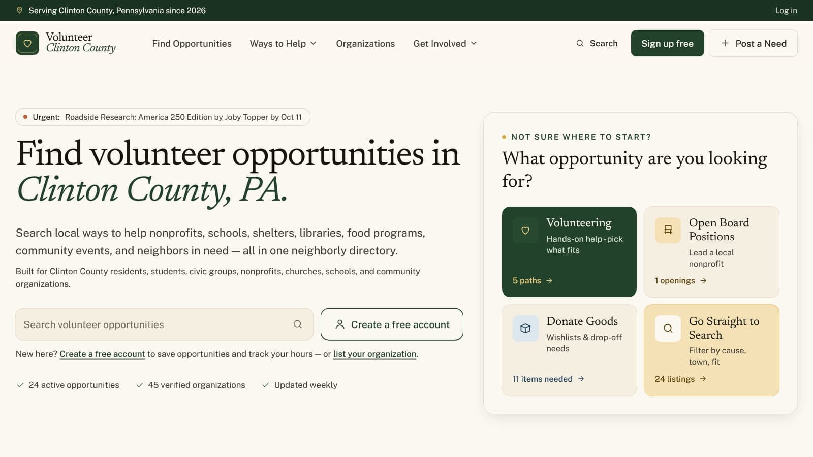 Volunteer Clinton County screenshot